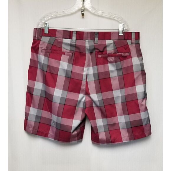 Callaway Men's Golf Performance Red/Gray Shorts Plaid Flat Front Size 40 - Picture 4 of 6